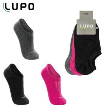 Imagem de Meias Sapatilha feminina Invisível Lupo Kit 3 unid, 37 a 40, Pink
