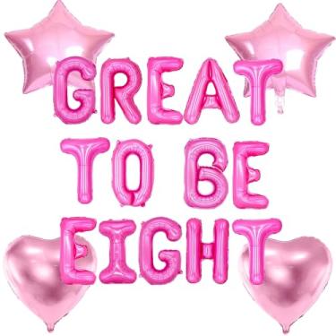 Imagem de Vovii Ótimo conjunto de oito balões para decorações de aniversário de 8 anos para meninas, 8 balões de aniversário para meninas de 8 anos de idade suprimentos de festa