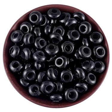 Imagem de Nupuyai — Contas largas de pedra grande para fabricação de joias, pacote com 30, contas europeias de rondelle polidas para berloques, Stripes Agate, 6x12(mm), 30