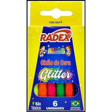 Imagem de Giz de Cera, Radex, Gizao, 06 Cores com Glitter, Estojo