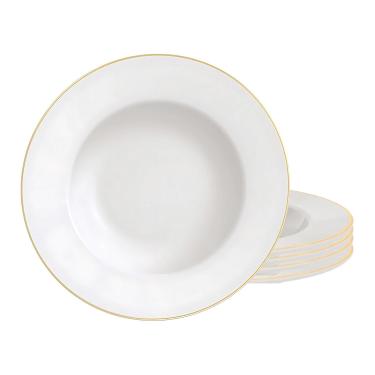 Imagem de Kit Jogo 4 Pratos Fundo 23Cm Tramontina Elisa Borda Dourada