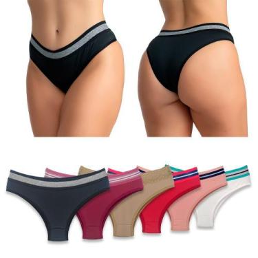 Imagem de Kit Calcinha 10 peças Microfibra  Forro 100 % algodão Antialérgico  Ta