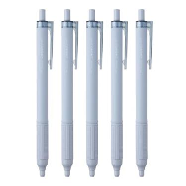 Imagem de Tombow Canetas esferográficas permanentes, luz monográfica, 0,5 mm, tinta preta, eixo azul esfumaçado, pacote com 5, BC-MGLE45-5P