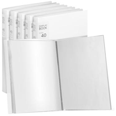 Imagem de Marspark 6 fichários com mangas de plástico grande, 21,6 x 28 cm, livro de apresentação, 40 bolsos, 80 páginas, carteira de arte, protetor de folha transparente para documentos fotográficos (branco)
