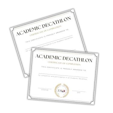 Imagem de Academic Decathlon Certificate Participation Award 30pk 21,6 x 28 cm Winner Place STEM School Club Class Sponsor GPA Award Pin Games