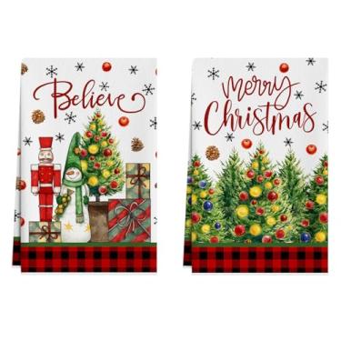 Imagem de XCHI Quebra-nozes boneco de neve, árvore de Natal, toalhas de cozinha, toalhas de prato 45,7 x 66 cm, decorações de cozinha para casa, conjunto de 2 panos de prato de secagem