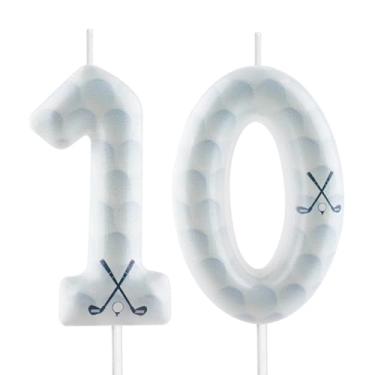Imagem de Velas de aniversário de golfe 10º tema de golfe, decorações de festa de aniversário, velas engraçadas de topo de bolo para meninos, meninas, crianças, artigos de festa com tema esportivo