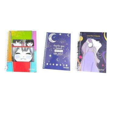 Imagem de Caderno Espiral Capa Dura Com 96 Folhas Cada De 1/4 Kit 3Un
