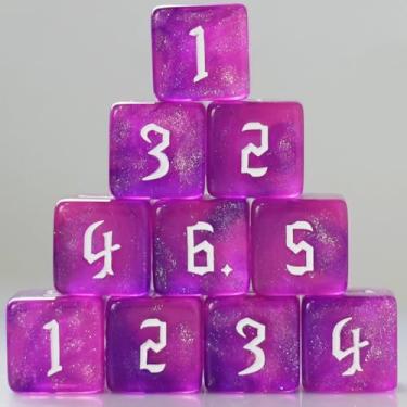 Imagem de 10 PC D6 dice 16mm Acrylic Dice Set for RPG MTG DND Dice Table Games and Board Games (Pink)