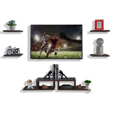 Imagem de Rack Suspenso Tv Com 4 Nichos Organizador Livros  Mod. Twins - Safira,