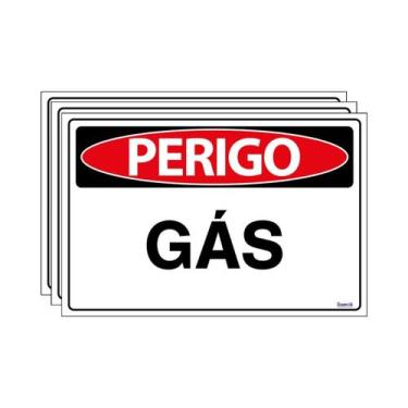 Imagem de Combo 3 Placas De Sinalização Perigo Gás 30x20 Ecom IA - SP21 F9e