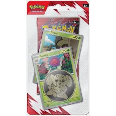 Imagem de Pokemon Trading Card Game TCG Scarlet & Violet Destined Rivals Premium Checklane Booster Pack with Coin and 3 Promo Cards (1 Pack) Rabsca and Rellor