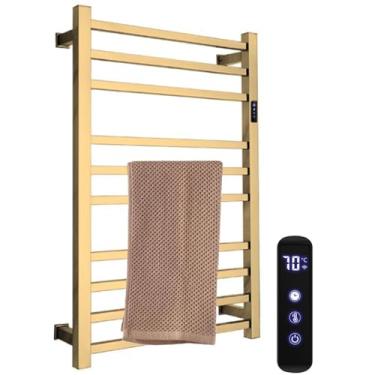 Imagem de Aquecedor De Toalhas Aquecido Radiador AcessóRios Para Banheiro,Temporizador Embutido Controle Temperatura 10 BarrasToalheiros EléTricos Aquecidos Para Banheiro,AçO InoxidáVel Secador,GoldB220V
