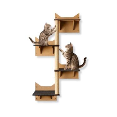 Imagem de Mondo Box Playground para Gatos Prateleiras Escadinha de Parede com Arranhador Sisal Escalada de Gato Brinquedo Escalador Suspenso Mdf Resistente Descanso e Diversão Felina