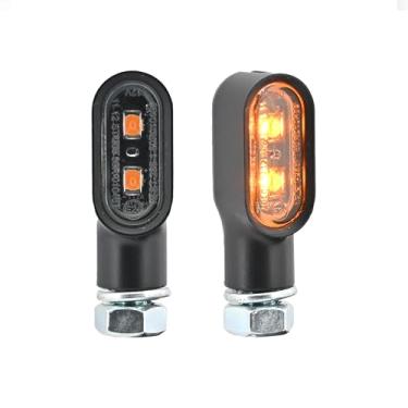 Imagem de BAR AUTOTECH LUMIK Luzes de seta LED Mini Indicadores Ovais Lente Fumada Parafuso M8 Universal para Frente Traseira 12V Motocicleta Scooter Cruiser (Âmbar 2 peças)