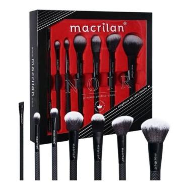 Imagem de Kit Pincel Profissional Macrilan Maquiagem Com 07 Peças Noir