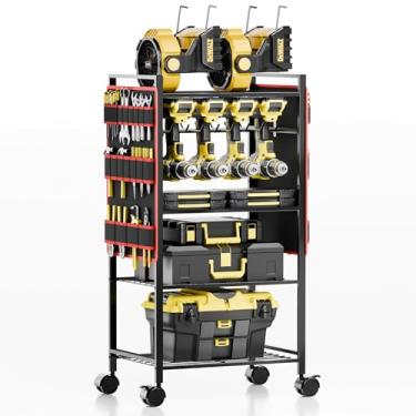 Imagem de CFMASTER Carrinho organizador de ferramentas elétricas de 5 camadas sobre rodas para garagem/oficina, presente ideal para homens (sem energia)