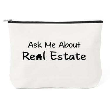 Imagem de Presentes de corretor de imóveis para mulheres - Presentes de agradecimento para corretores de imóveis suprimentos pequenos de cosméticos bolsa de maquiagem bolsa com zíper presente de Natal de