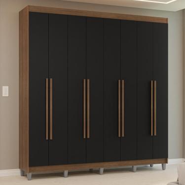 Imagem de Guarda-roupa Casal Com Pés 8 Portas Batentes Rustic-preto-rustic Venus Madesa