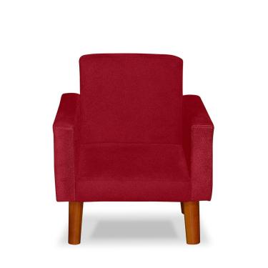 Imagem de Mini Poltrona Cadeira Infantil Nina De Criança Suede Vermelho Pés Palito