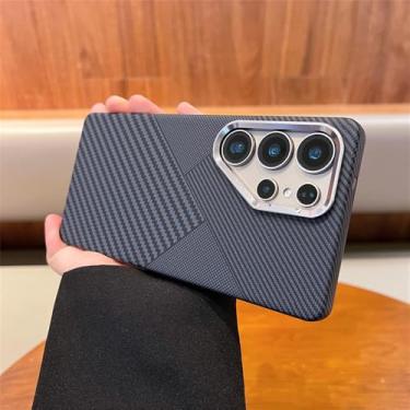 Imagem de Capa de celular com textura de fibra de carbono e lente de liga para Samsung Galaxy S25 Ultra S24 S23, capa rígida de PC com carregamento sem fio magnético, F, para Samsung Galaxy S24 Ultra
