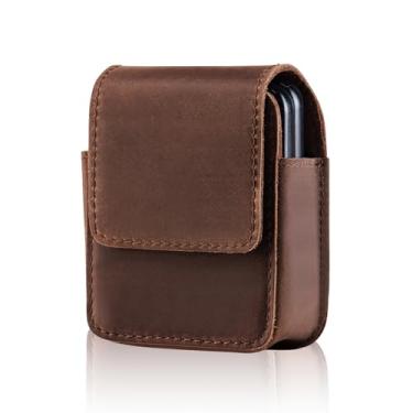 Imagem de Hengwin Coldre de telefone de couro genuíno adequado para Samsung Galaxy Z Flip 7 6 5 4 3 Motorola Razr 50 60 Ultra Razr+ 2025/2024 bolsa magnética para celular com suporte para cartão com clipe de