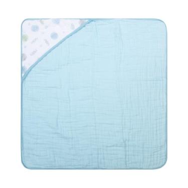 Imagem de Toalha de Banho Bebê Papi Soft Tinta com Capuz Estampada 80x80 cm, Corrida de Carros, Azul