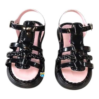 Imagem de Sandália Trançada Infantil Modinha Verniz Festa Confortável (Preto, BR, Criança de 4 a 8 anos, Numérico, 26)