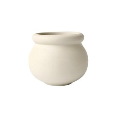 Imagem de macetes para plantas Vaso de flores redondo barro requintado com personalidade retrô para suculentas verdes em vaso mini respirável e perfurado para casa de jardim(Branco)