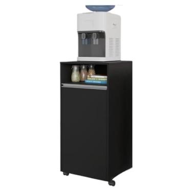 Imagem de Aparador Suporte Para Cozinha Esconde Botijão De Gás Com Porta Rodízio(Preto)