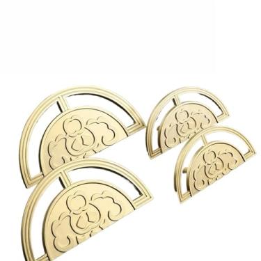 Imagem de CXYFQUUK Puxadores de porta de armazenamento de armário de cozinha cômoda dourada gaveta armário guarda-roupa alça 32 mm 64 mm 2 peças (preto amarelo-64 mm)