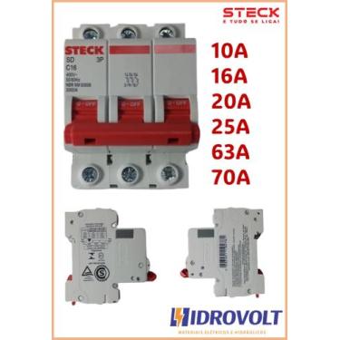Imagem de Disjuntor Steck Tripolar 10a 16a 20a 25a 63a 70a Curva C