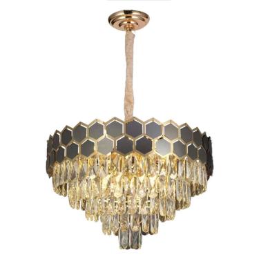 Imagem de Lustre Cristais com Detalhes Dourado 60cm 12E14 16090-PL