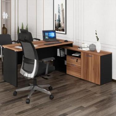 Imagem de Escrivaninha Com Balcão Lateral 170cm 1 Porta 2 Gavetas Multimóveis Cr