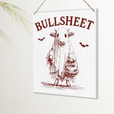 Imagem de Decorações de Halloween para casa, outono e outono, presentes de decoração de Halloween para mulheres, homens, vaca, fantasma, decoração de parede, placa para decoração de casa de fazenda, cozinha