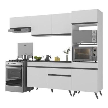 Imagem de Armário De Cozinha Compacta 252cm Veneza Multimóveis V3690 Branco/pret