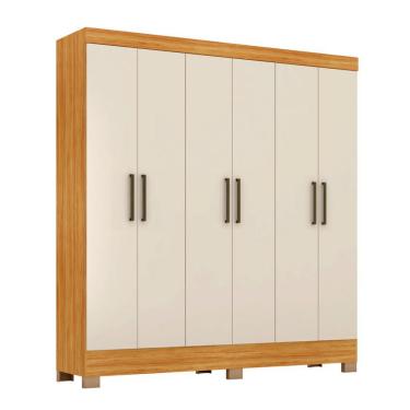 Imagem de Guarda-Roupa Casal Prático 6 Portas 3 Gavetas Cinamon e Off White