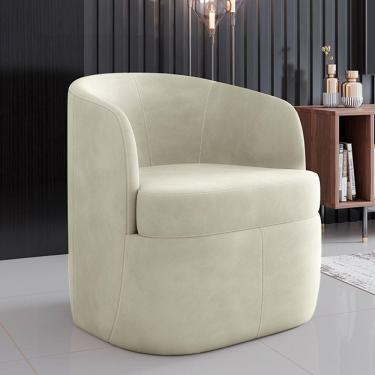 Imagem de Poltrona Decorativa Bel Sala De Estar Base Giratória Veludo Bege G33 - Gran Belo