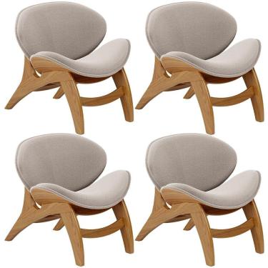 Imagem de Kit 4 Poltronas Decorativa Orgânica Sala Living Kadosh L02 Bouclê Creme