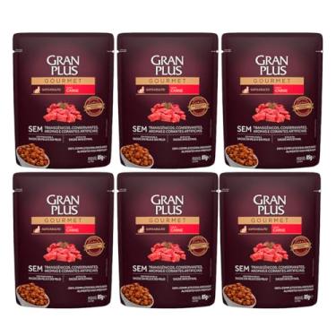 Imagem de Granplus Sachê Gatos Adultos Gourmet Sabor Carne 85g 6 Unid