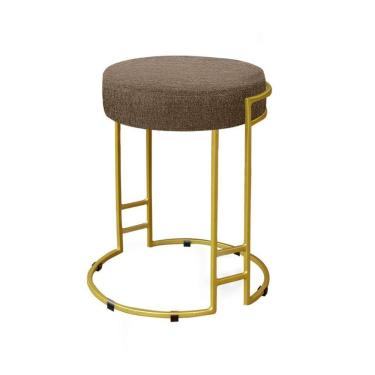 Imagem de Puff Decorativo Sarah Sala E Recepção Metal Dourado Linho