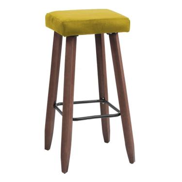 Imagem de Banqueta Decorativa Alta Kiara Estofada Com Pés Em Madeira