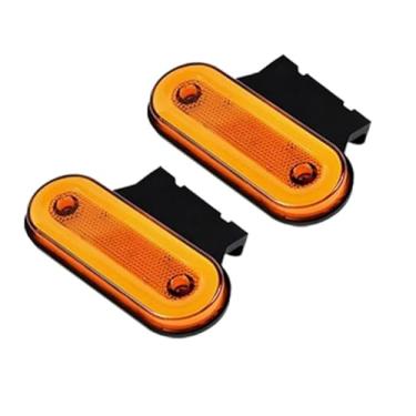 Imagem de Kit 2 lanternas LED âmbar para caminhão, carreta e reboque. Função strobo 3 fios para sinalização lateral da linha pesada com visibilidade noturna