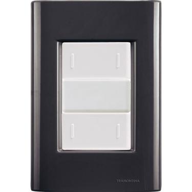 Imagem de Cj Placa Dois Interruptor Duplo Giz Grafite Tramontina Completo Pronto Tramontina