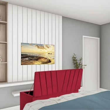 Imagem de Calçadeira Baú Recamier Estofada Cama King 190cm Bélgica Corino Vermelho- Mabe Magazine