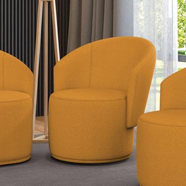 Imagem de Poltrona Decorativa Orgânica Fixa Para Sala Malu Bouclê Mostarda M11 - D'rossi