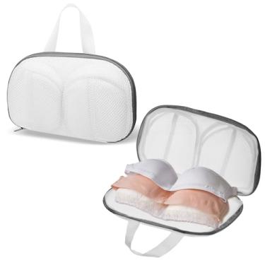 Imagem de Sacos de lavagem de sutiã para lavanderia, 2 peças de sacos de lavanderia de malha para máquina de lavar, sutiã protetor de lavadora com zíper para lavar roupa íntima delicada, sutiã (cinza)