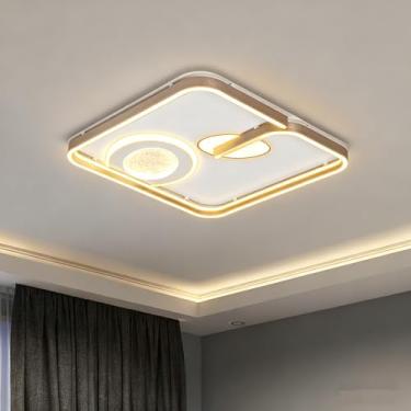 Imagem de Luminária de Teto LED 72W 3 Cores Ajustáveis (3000K-6000K) - Espectro Completo sem Cintilação, Proteção Ocular, Alumínio e Ferro com Acrílico, Bivolt - Ideal para Sala, Quarto e Cozinha