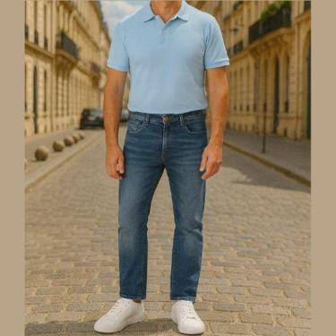Imagem de Calça Jeans Masculina Slim Fit Azul Médio – Cintura Média e Conforto Flexível Malwee-Masculino