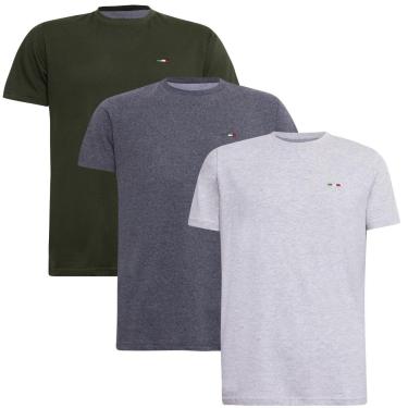 Imagem de Kit 3 Peças Camisetas Básicas Masculina FMF em Algodão Premium no Estilo Tommy Bordado Itália-Masculino